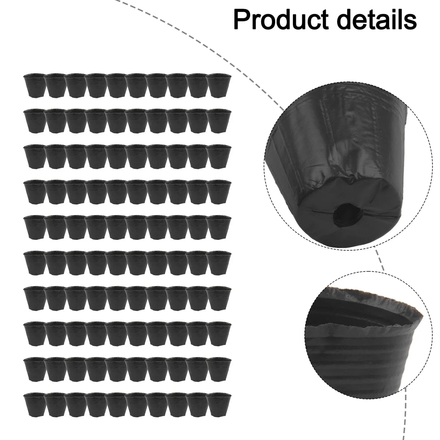 100 Pack Garden Pots for Transplanting and Cultivation with Breathable Material and Drainage Support for Root System Development