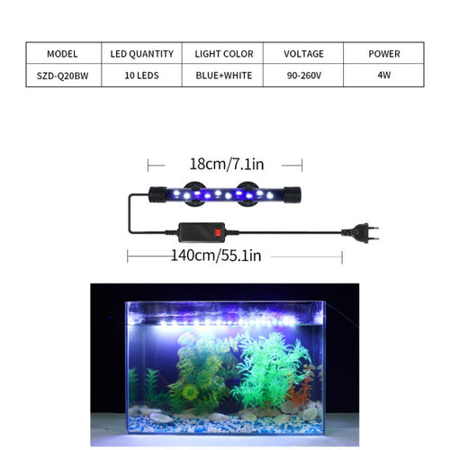 90-260v Aquarium Light Led Waterproof Fish Tank Clip Light Underwater
