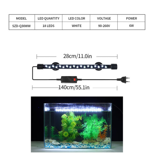 90-260v Aquarium Light Led Waterproof Fish Tank Clip Light Underwater