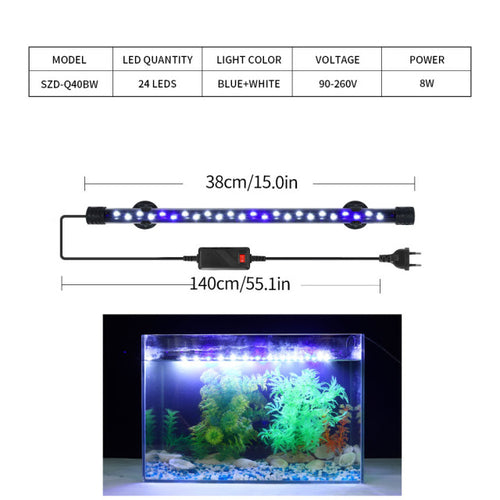 90-260v Aquarium Light Led Waterproof Fish Tank Clip Light Underwater
