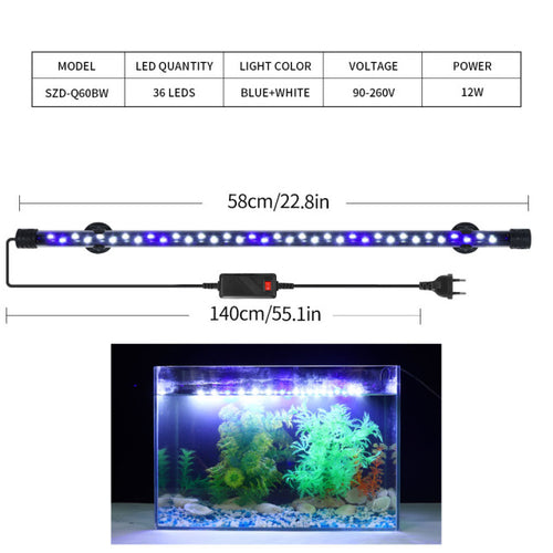90-260v Aquarium Light Led Waterproof Fish Tank Clip Light Underwater