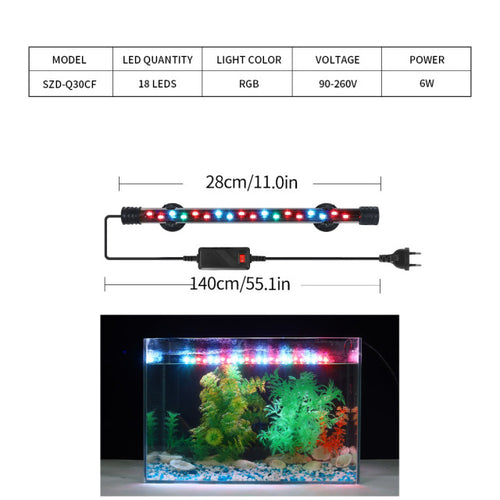 90-260v Aquarium Light Led Waterproof Fish Tank Clip Light Underwater