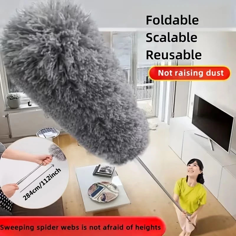 Extendable Microfiber Duster Wand, 284cm/112in - Flexible, Retractable