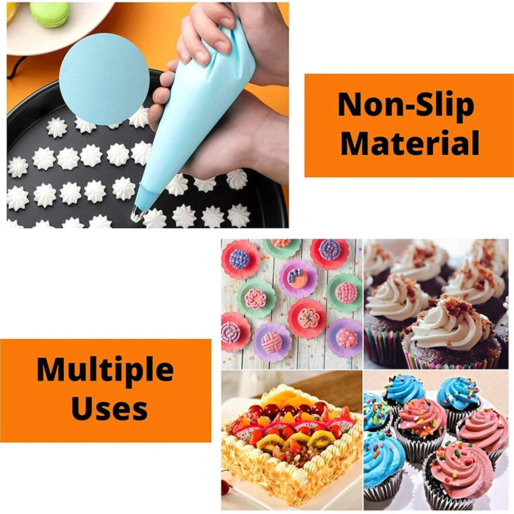 Silicone Piping Bags and Tips Set Cake DIY Decorating Kit with