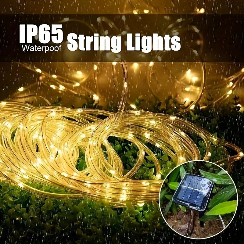 LED Solar String Lights Garden Waterproof Tube Rope Lamp Christmas