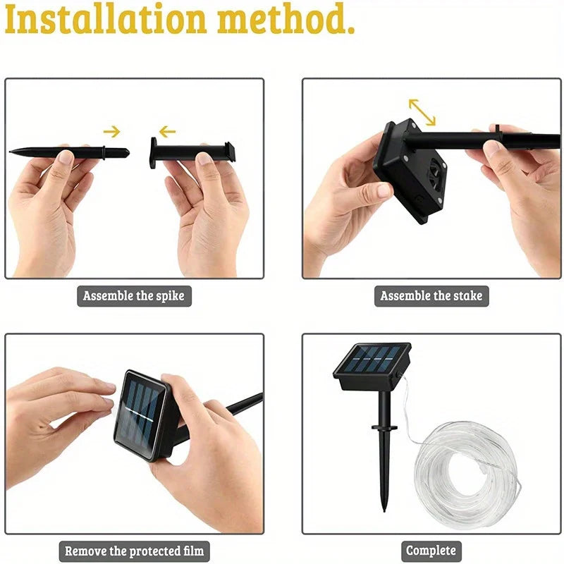 LED Solar String Lights Garden Waterproof Tube Rope Lamp Christmas