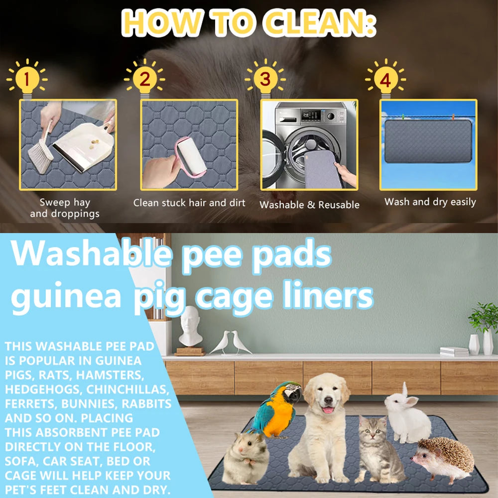Guinea Pig Cage Lining Washable Guinea Pig Skin Pad Reusable and Non
