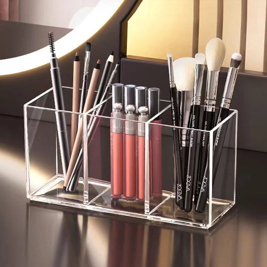 Transparent Makeup Brush Organizer, Makeup Storage Tray, Bathroom