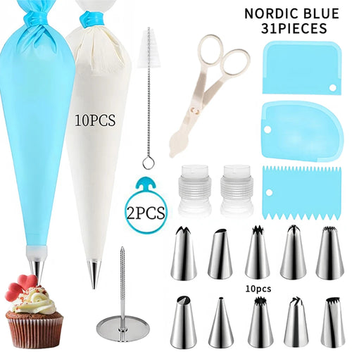 Silicone Piping Bags and Tips Set Cake DIY Decorating Kit with