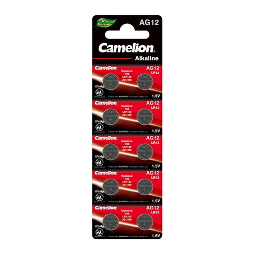 Camelion AG12 / 385 / LR43 1.5V Alkaline Button Cell Battery (Two