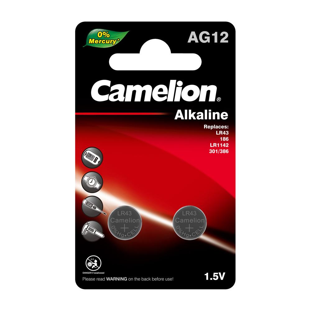 Camelion AG12 / 385 / LR43 1.5V Alkaline Button Cell Battery (Two