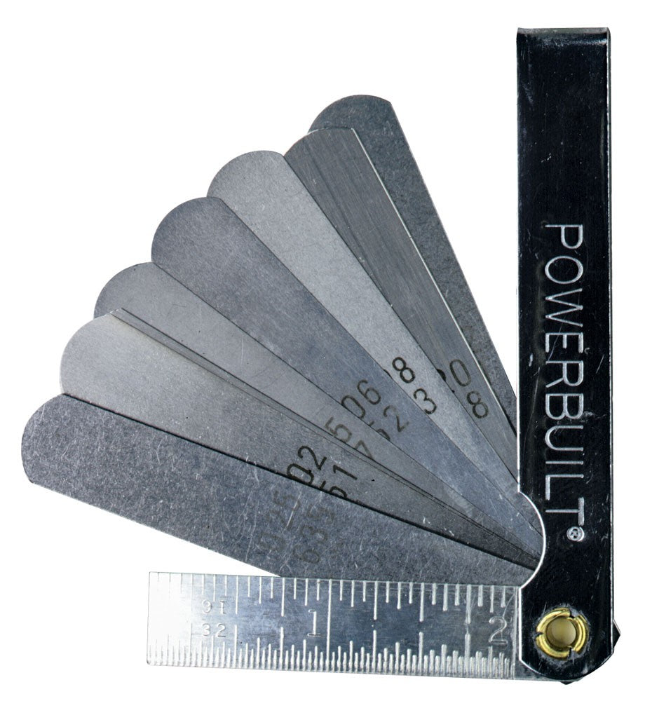 Powerbuilt 9 Blade Feeler Gauge And Ruler - 648514