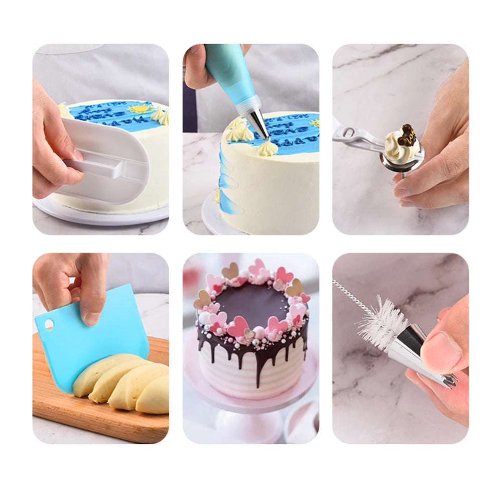 Silicone Piping Bags and Tips Set Cake DIY Decorating Kit with
