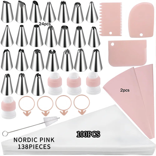 Silicone Piping Bags and Tips Set Cake DIY Decorating Kit with