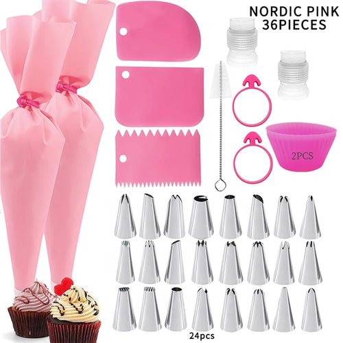Silicone Piping Bags and Tips Set Cake DIY Decorating Kit with