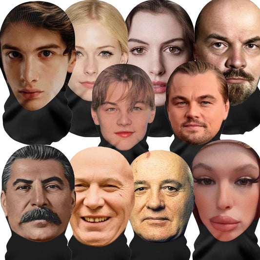 2025 New 3D Printed Mask Funny Mesh Mask Full Face Headwear Elastic