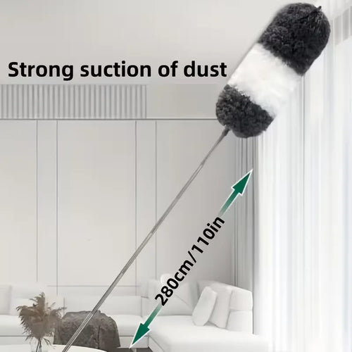 Extendable Microfiber Duster Wand, 284cm/112in - Flexible, Retractable