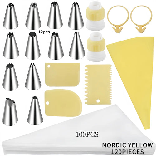 Silicone Piping Bags and Tips Set Cake DIY Decorating Kit with