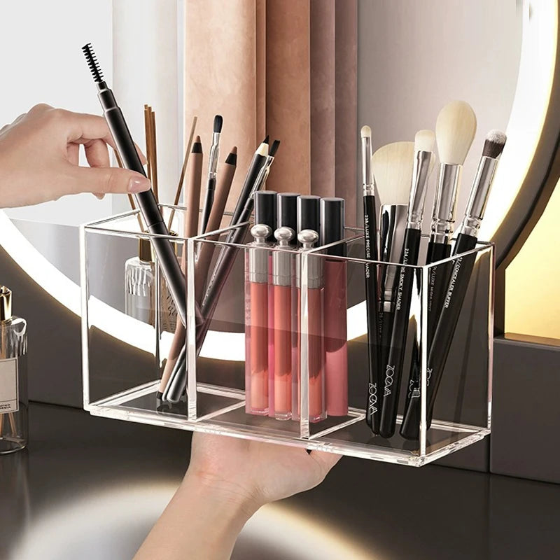 Transparent Makeup Brush Organizer, Makeup Storage Tray, Bathroom