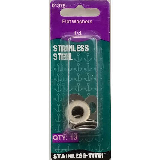 Barjan 7401376 0.25 in. Stainless Steel Flat Washer