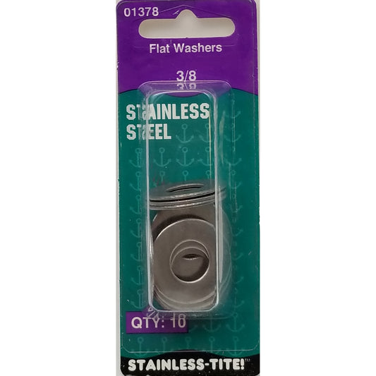 Barjan 7401378 0.375 in. Stainless Steel Flat Washer