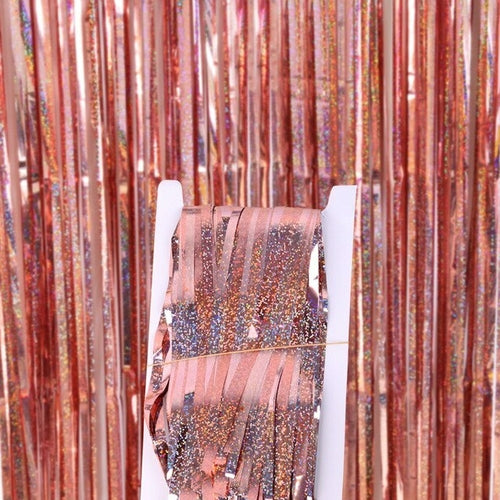 Graduation Party Photo Booth Gold | Pink Gold Curtain Backdrop - Gold