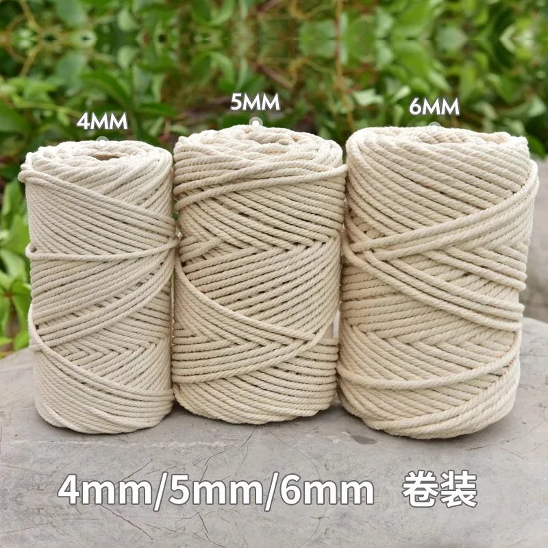 Handmade Macrame Boho decor 1/2/3/4/5/6/8/10mm Cotton Beige thread