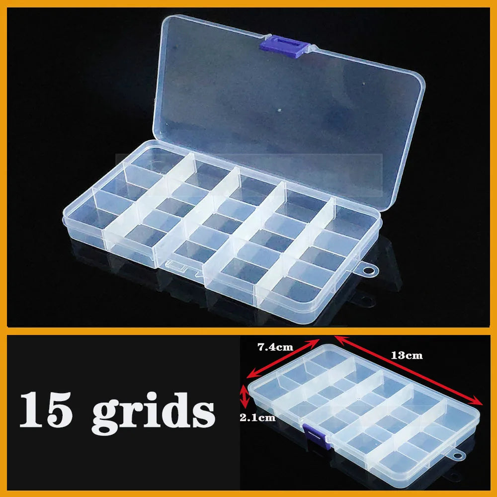 Transparent Plastic box Screw Compartment Box Jewelry Earring Display
