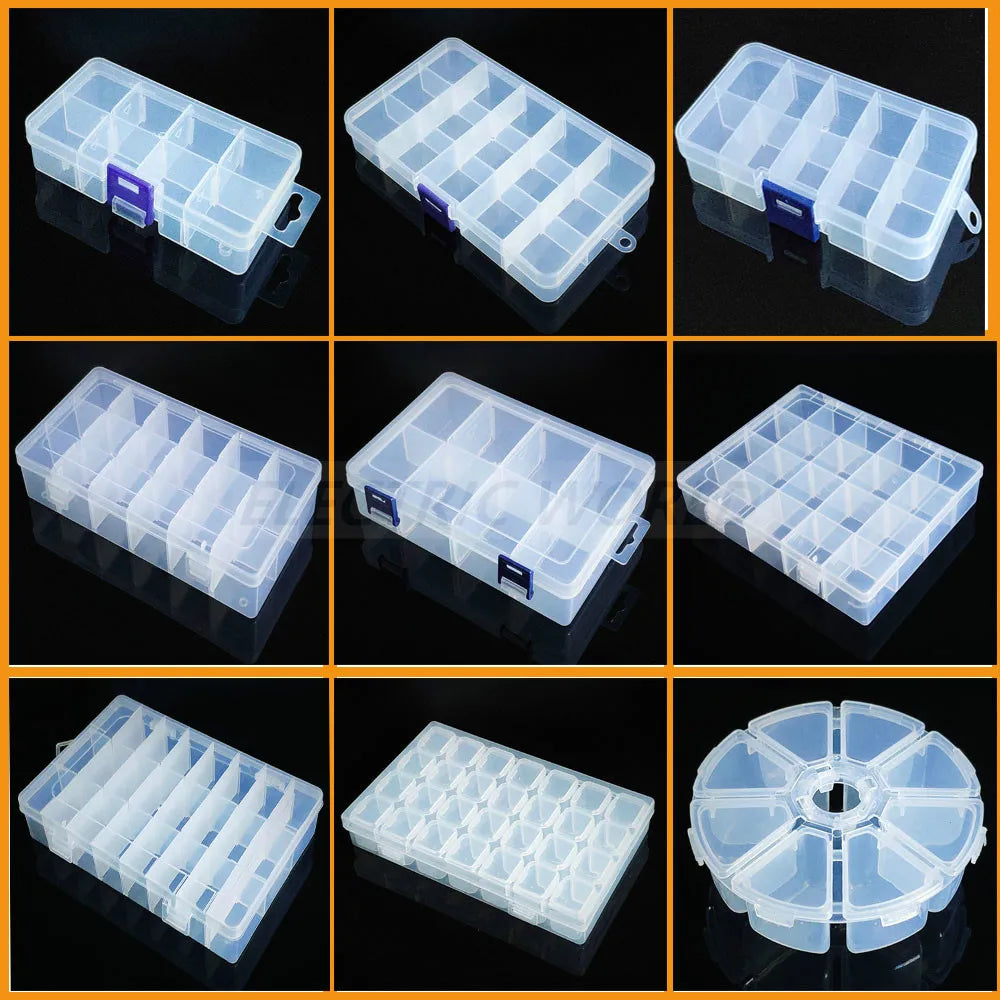 Transparent Plastic box Screw Compartment Box Jewelry Earring Display