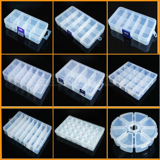 Transparent Plastic box Screw Compartment Box Jewelry Earring Display