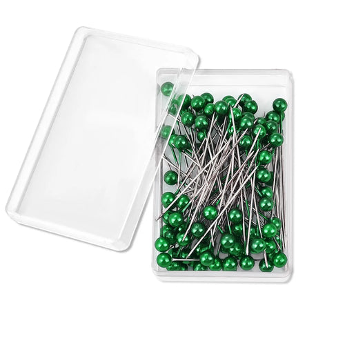 100Pcs/Box 38cm Colorful Round Pearl Head Needles Stitch Straight Push