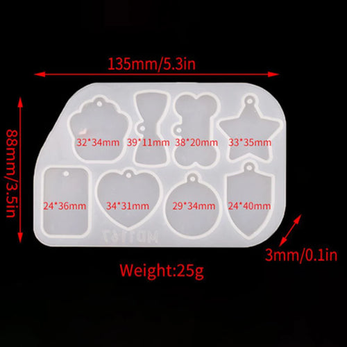 1/6/10pcs DIY Keychain Pendant Silicone Mold Set Crystal Epoxy Resin