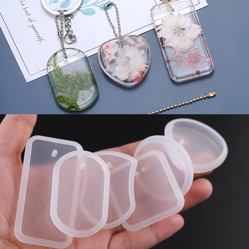 1/6/10pcs DIY Keychain Pendant Silicone Mold Set Crystal Epoxy Resin