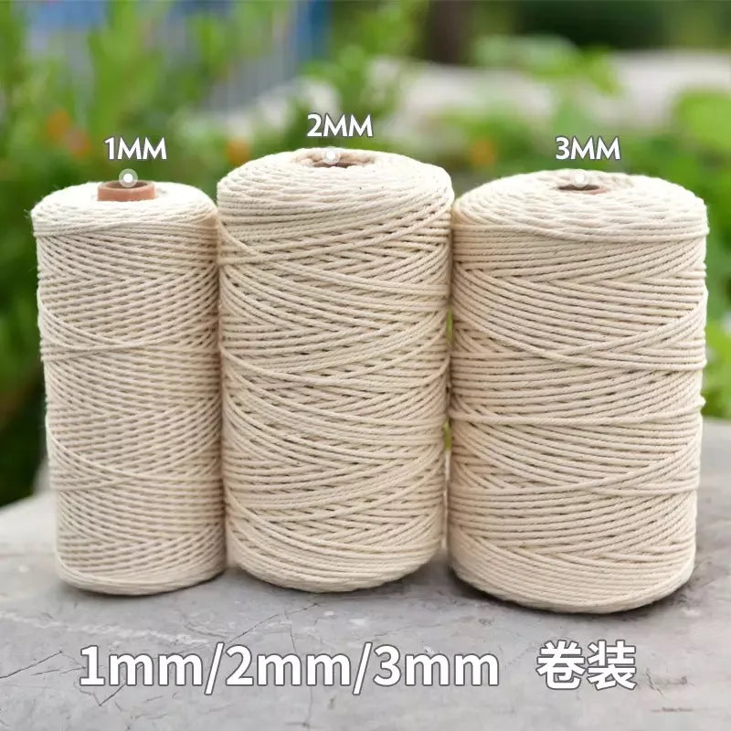 Handmade Macrame Boho decor 1/2/3/4/5/6/8/10mm Cotton Beige thread