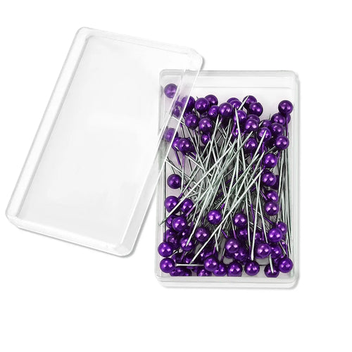 100Pcs/Box 38cm Colorful Round Pearl Head Needles Stitch Straight Push