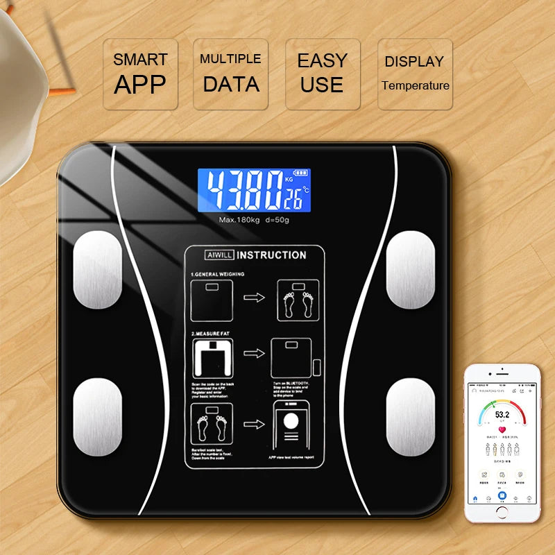 Body Fat Scale Smart Wireless Digital Bathroom Weight Scale Body