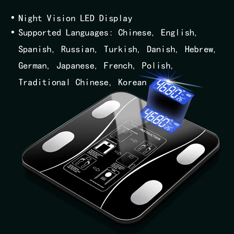 Body Fat Scale Smart Wireless Digital Bathroom Weight Scale Body