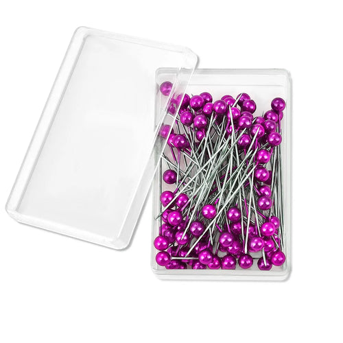 100Pcs/Box 38cm Colorful Round Pearl Head Needles Stitch Straight Push