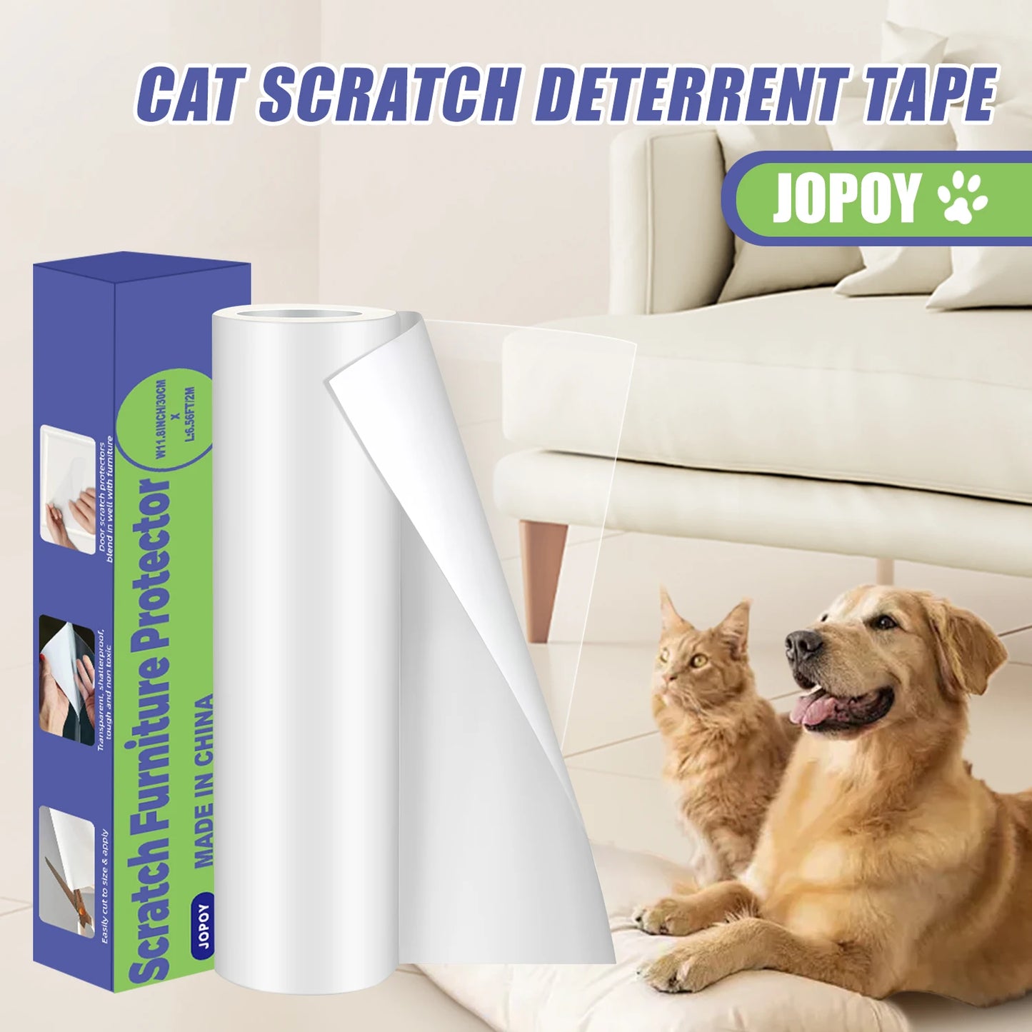 Anti Cat Scratch Furniture Protector, Single-Sided Sticky Couch