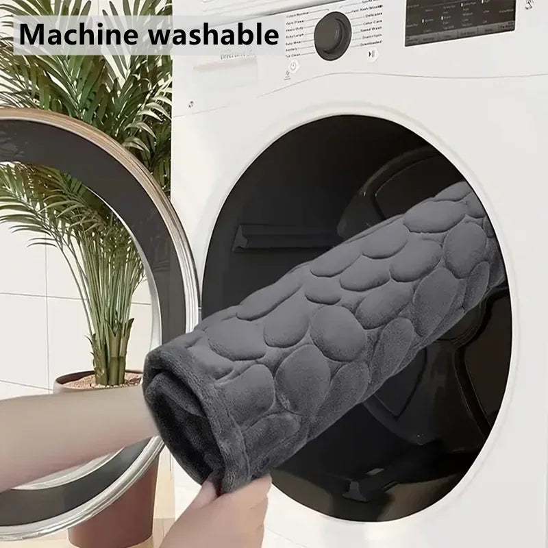 3D Non Slip Bathroom Mat Cobblestone Embossed Bath Mats Absorbent
