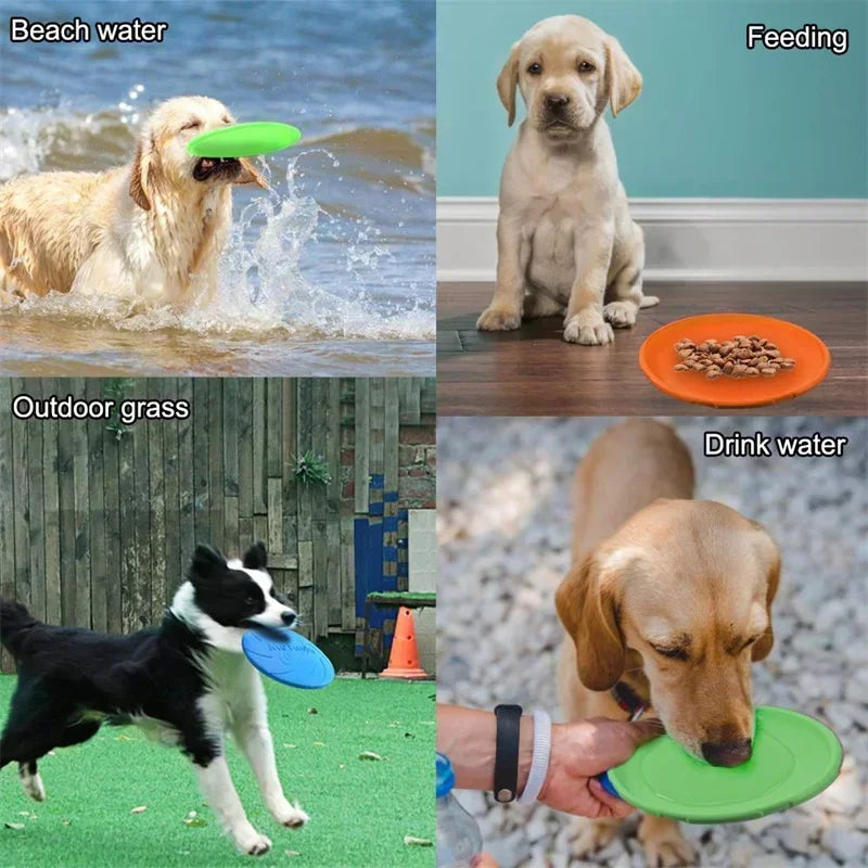 Multicolor Frisbeed Dog Toy  Fashion Pet Dog Silicone Game Flying