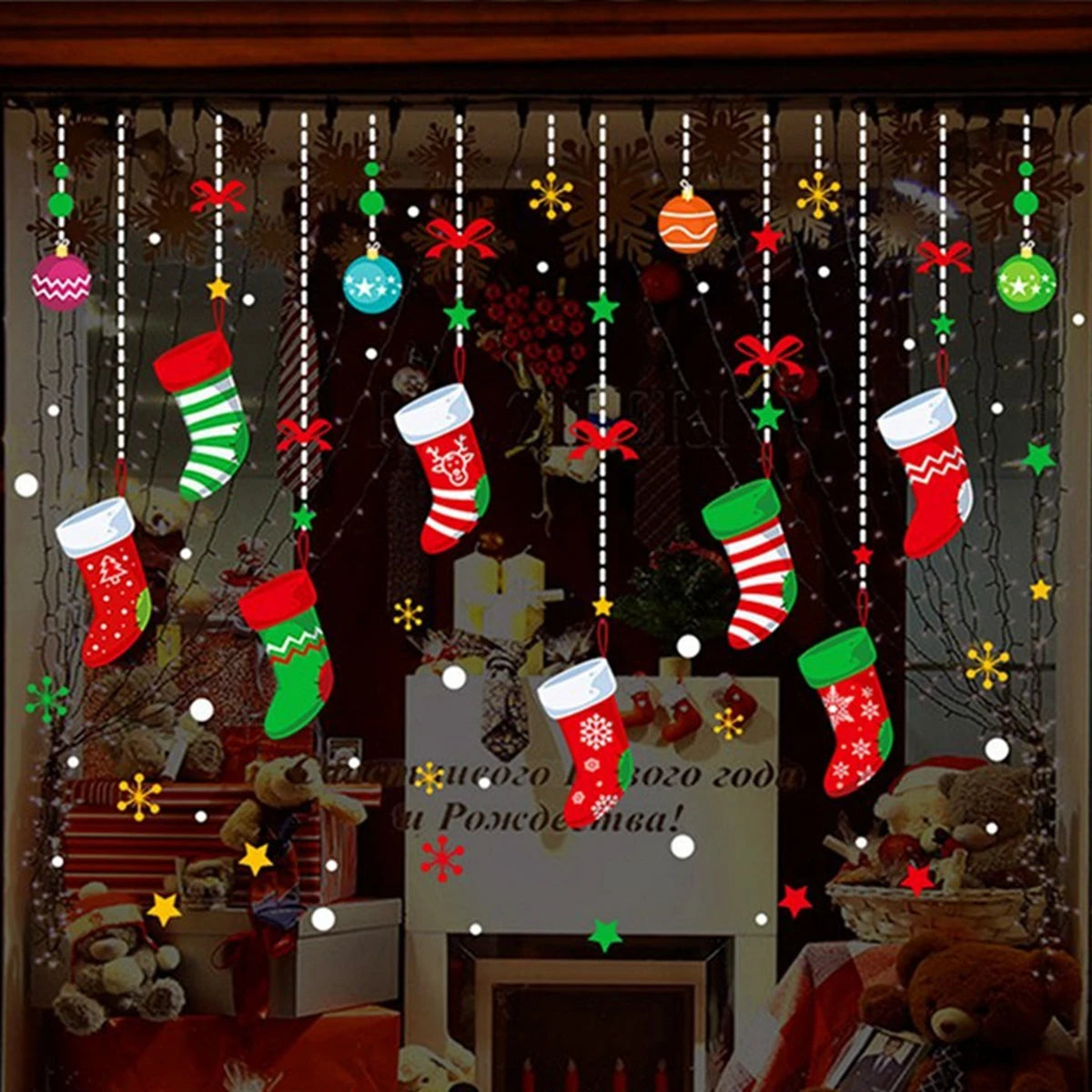 Christmas Window Stickers Merry Christmas Decorations for Home 2025