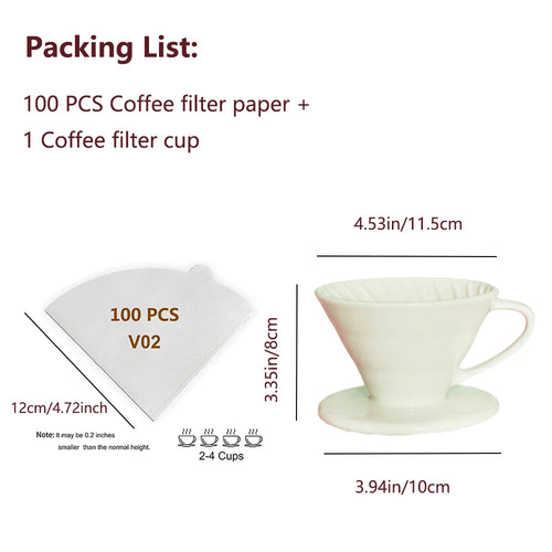 Cone Coffee Filters, 100 Count 1-4 Cups Unbleached Natural Brown V02