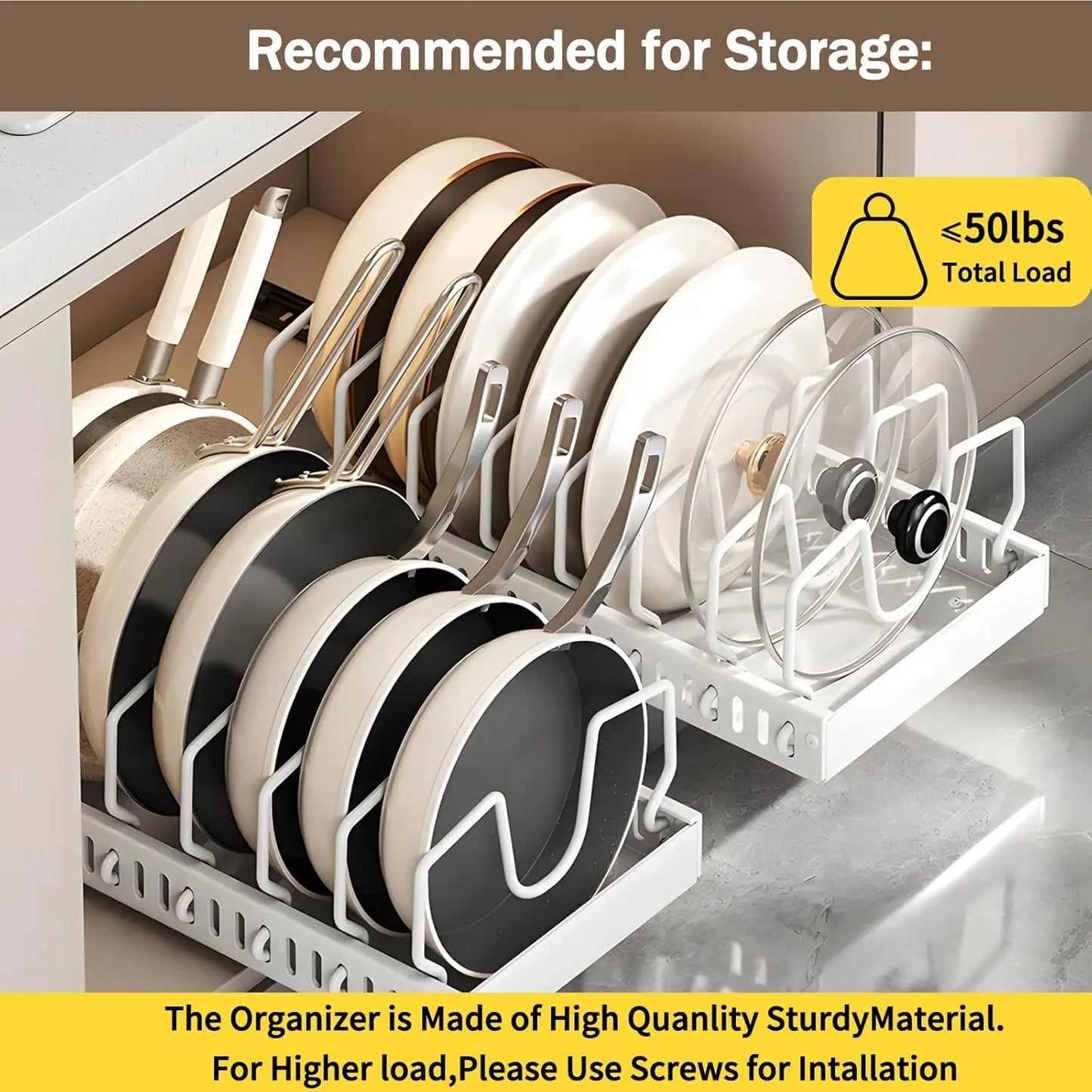 Pull Out Pots Pans Organizer for Under Cabinet Pull Out Cabinet