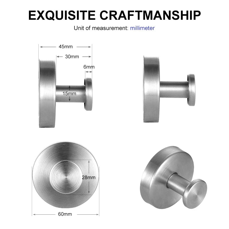 Reusable Stainless Steel Suction Cup Hook Waterproof Wall Mount Hooks