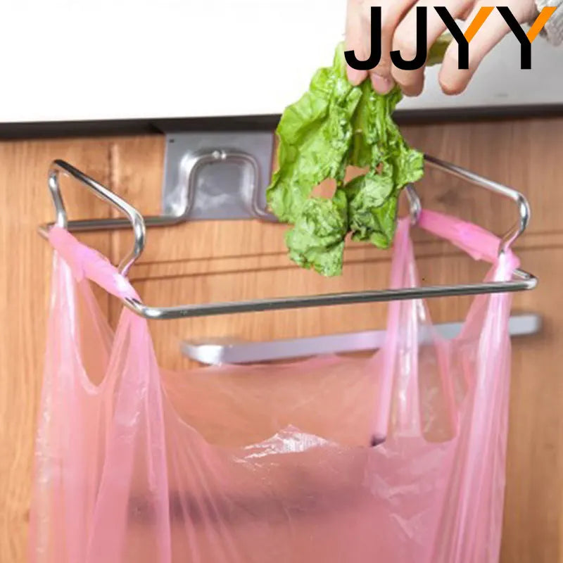 JJYY Kitchen Trash Rack Cabinet Door Garbage Bags Holder Stainless