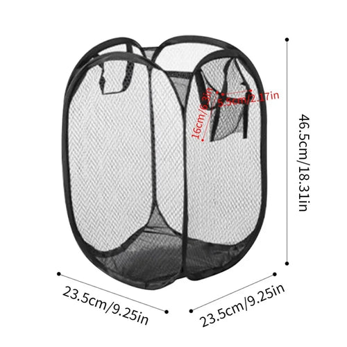 Portable Mesh Pop Up Laundry Hamper Wide Opening Breathable