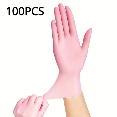 100/50/20PCS Light Pink Disposable Nitrile Gloves Waterproof