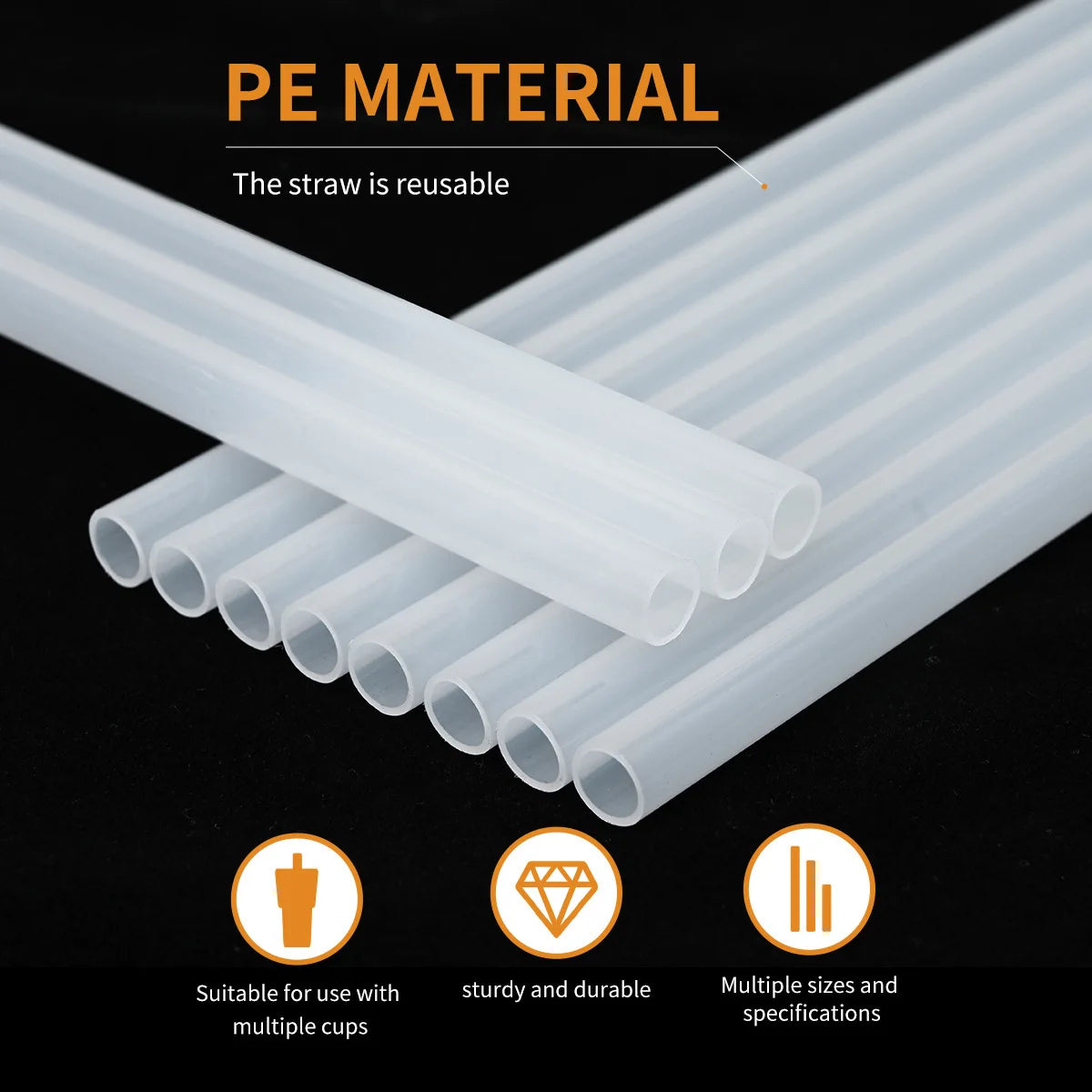 Reusable Straw with Cleaning Brush Plastic Replacement Straw