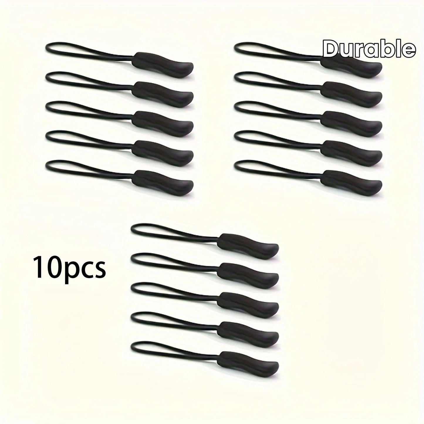 10 black plastic zipper puller, durable PVC zipper puller, suitable
